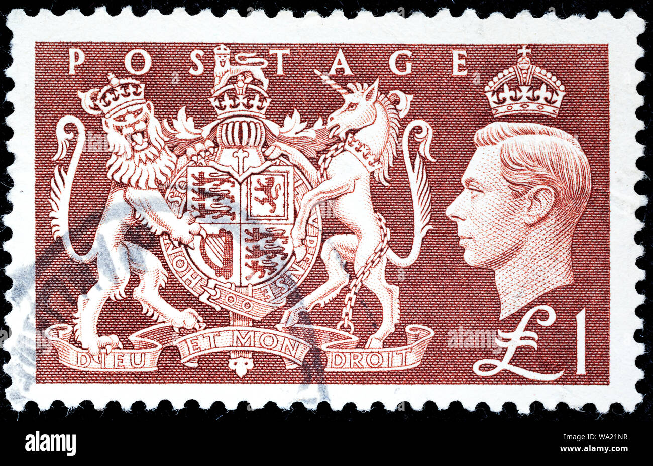 Armoiries royales, le roi George VI, timbre-poste, UK, 1951 Banque D'Images