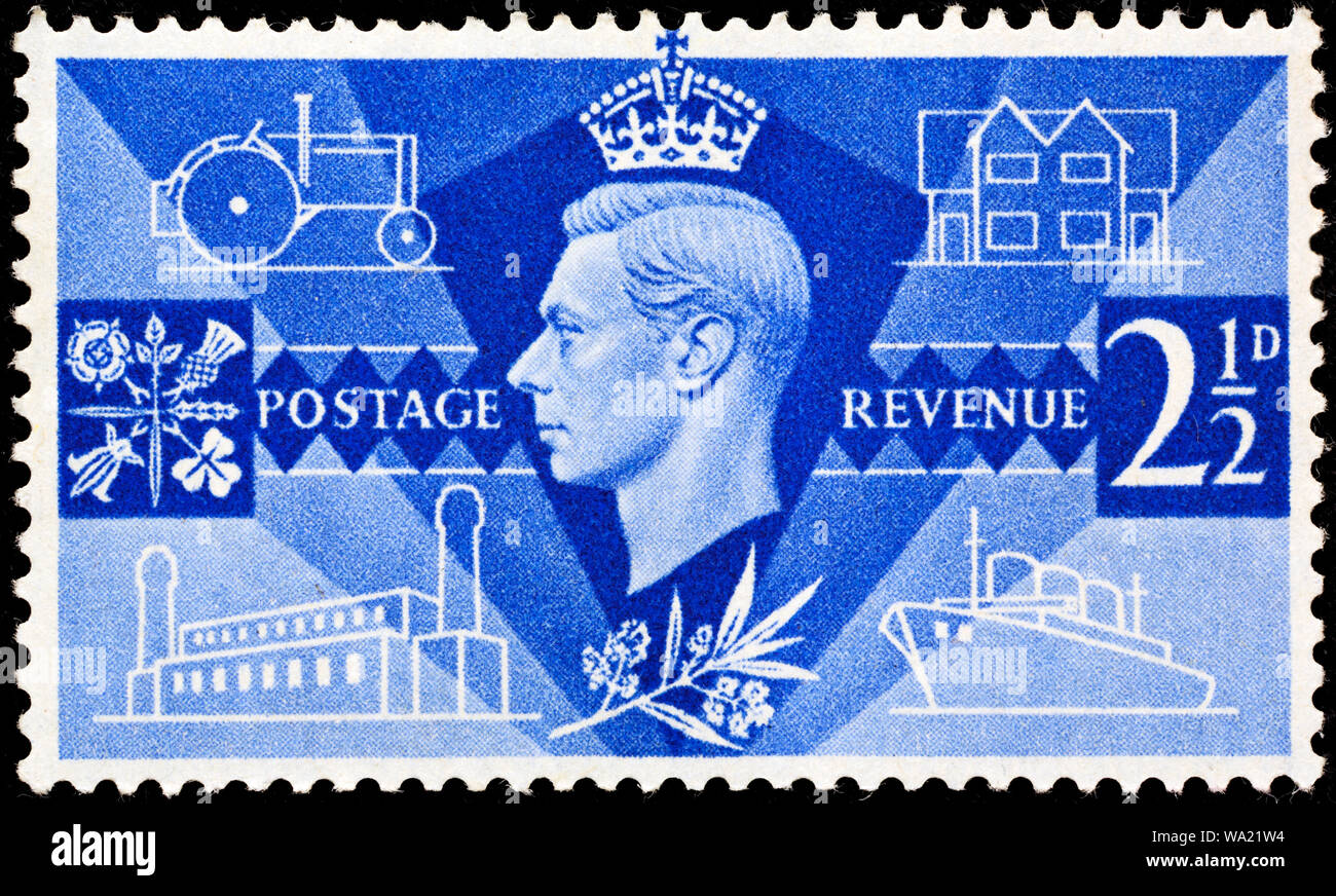 La paix, le roi George VI, timbre-poste, UK, 1946 Banque D'Images