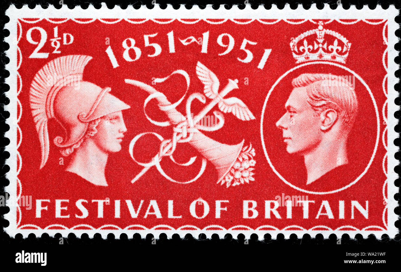 Festival de Grande-Bretagne, le roi George VI, timbre-poste, UK, 1951 Banque D'Images