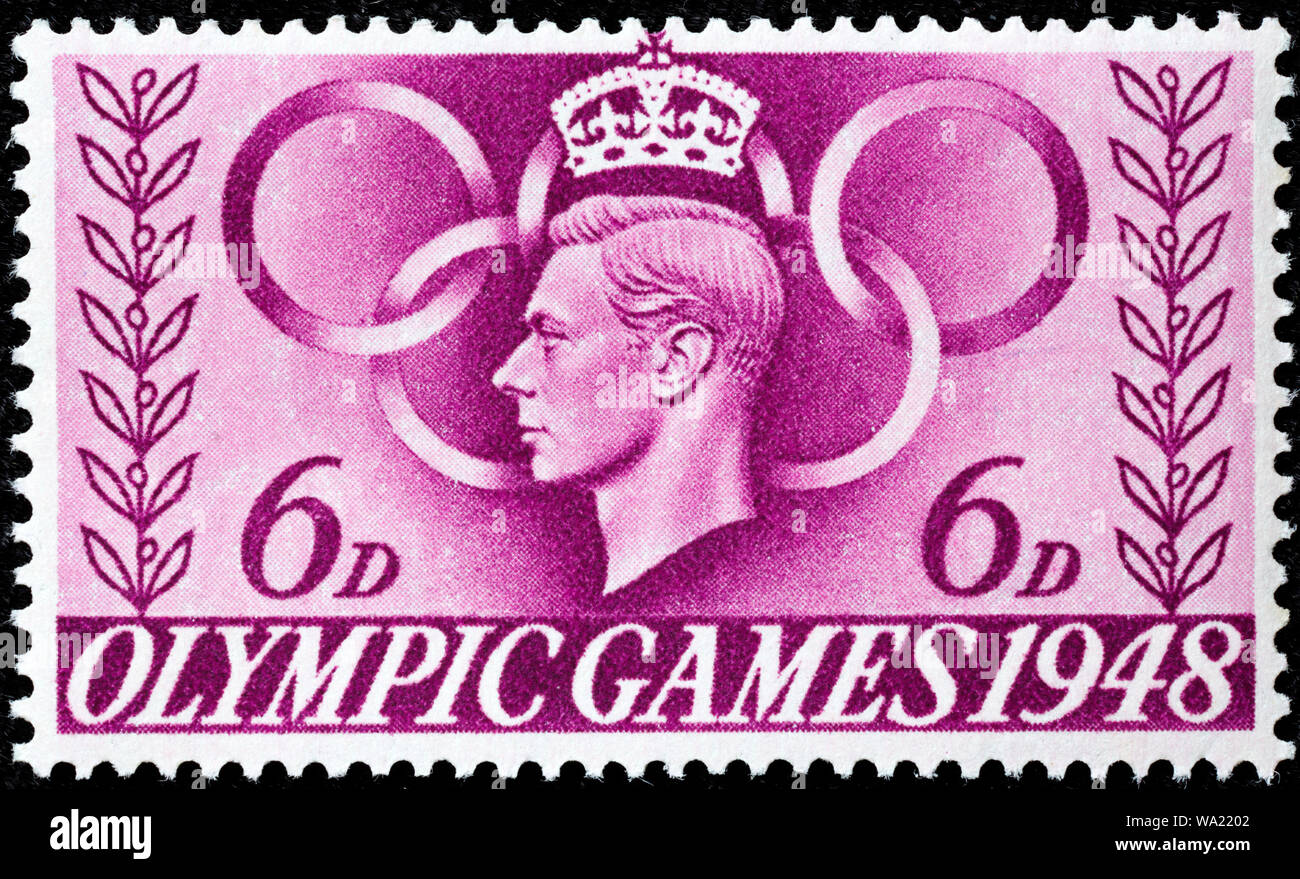 Jeux Olympiques d'été de 1948, à Londres, le roi George VI, timbre-poste, UK, 1948 Banque D'Images