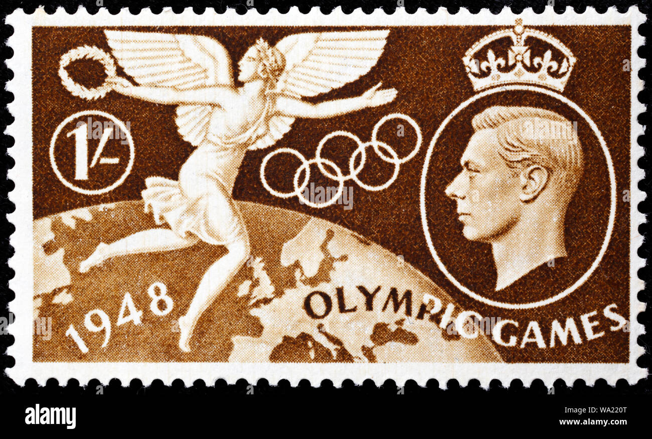 Jeux Olympiques d'été de 1948, à Londres, le roi George VI, timbre-poste, UK, 1948 Banque D'Images