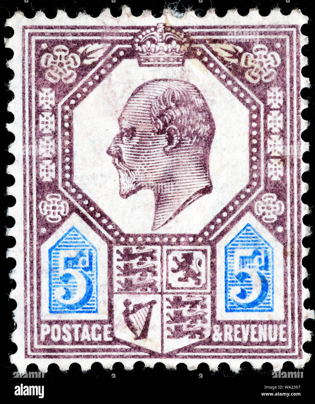 Le roi Édouard VII (1841-1910), timbre-poste, UK, 1902 Banque D'Images