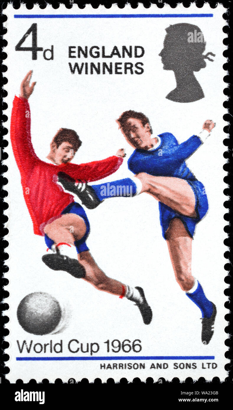 Joueur de football, Coupe du Monde 1966, timbre-poste, UK, 1966 Banque D'Images
