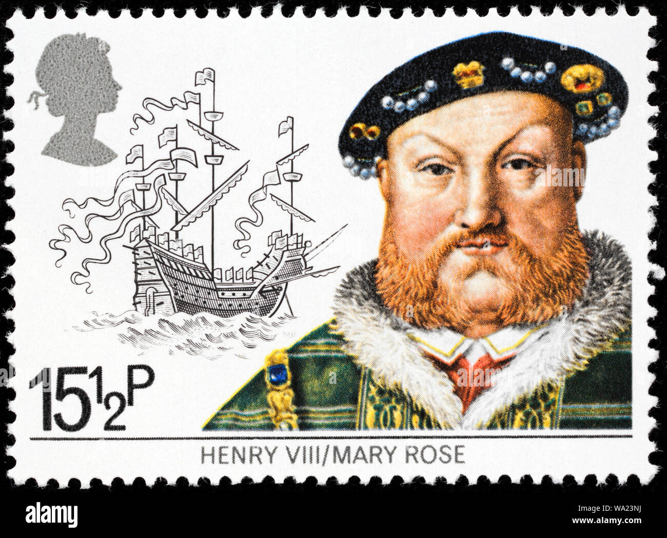 Henry VIII (1491-1547), roi d'Angleterre, Marie Rose, timbre-poste, UK, 1982 Banque D'Images