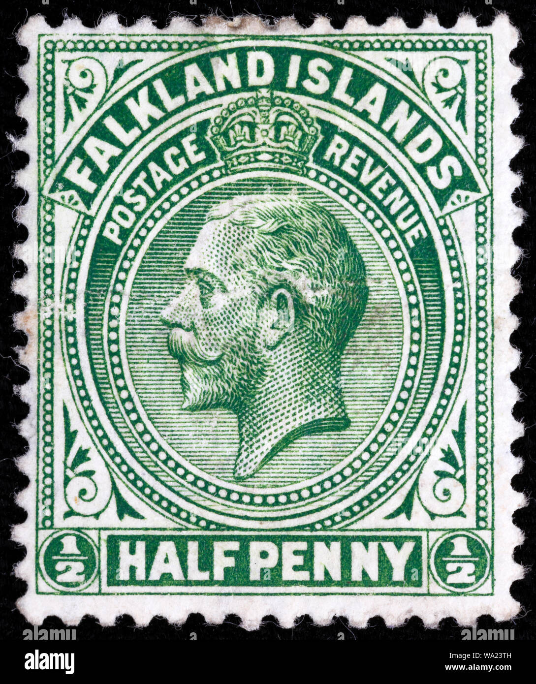Le roi George V (1865-1936), timbre-poste, Îles Falkland, 1912 Banque D'Images