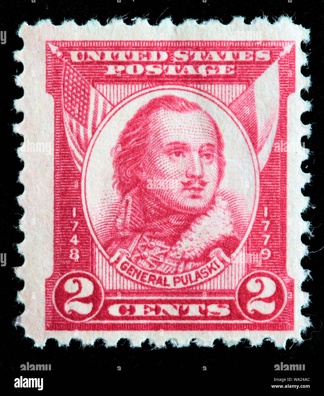 Casimir Pulaski (1745-1779), Général de brigade, timbre-poste, USA, 1931 Banque D'Images