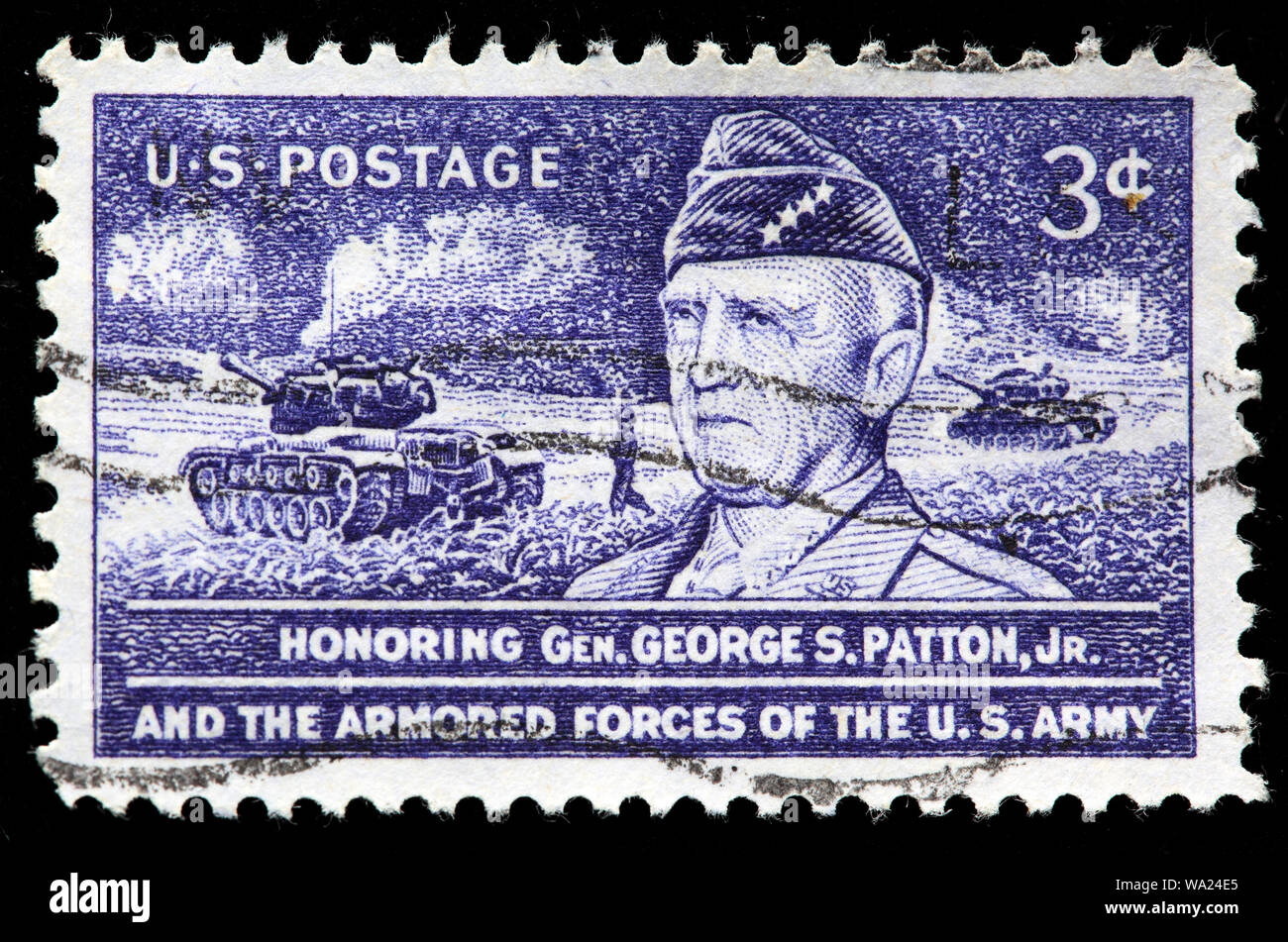 George S. Patton Jr (1885-1945), Général, de chars en action, timbre-poste, USA, 1953 Banque D'Images
