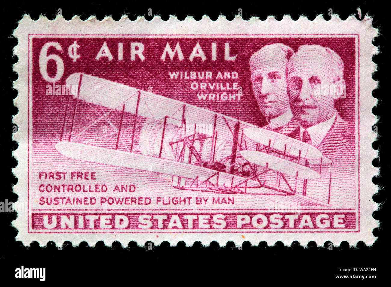 Wilbur Wright (1867-1912), Orville Wright (1871-1948), pionniers de l'aviation, de l'air avion, timbre-poste, USA, 1949 Banque D'Images