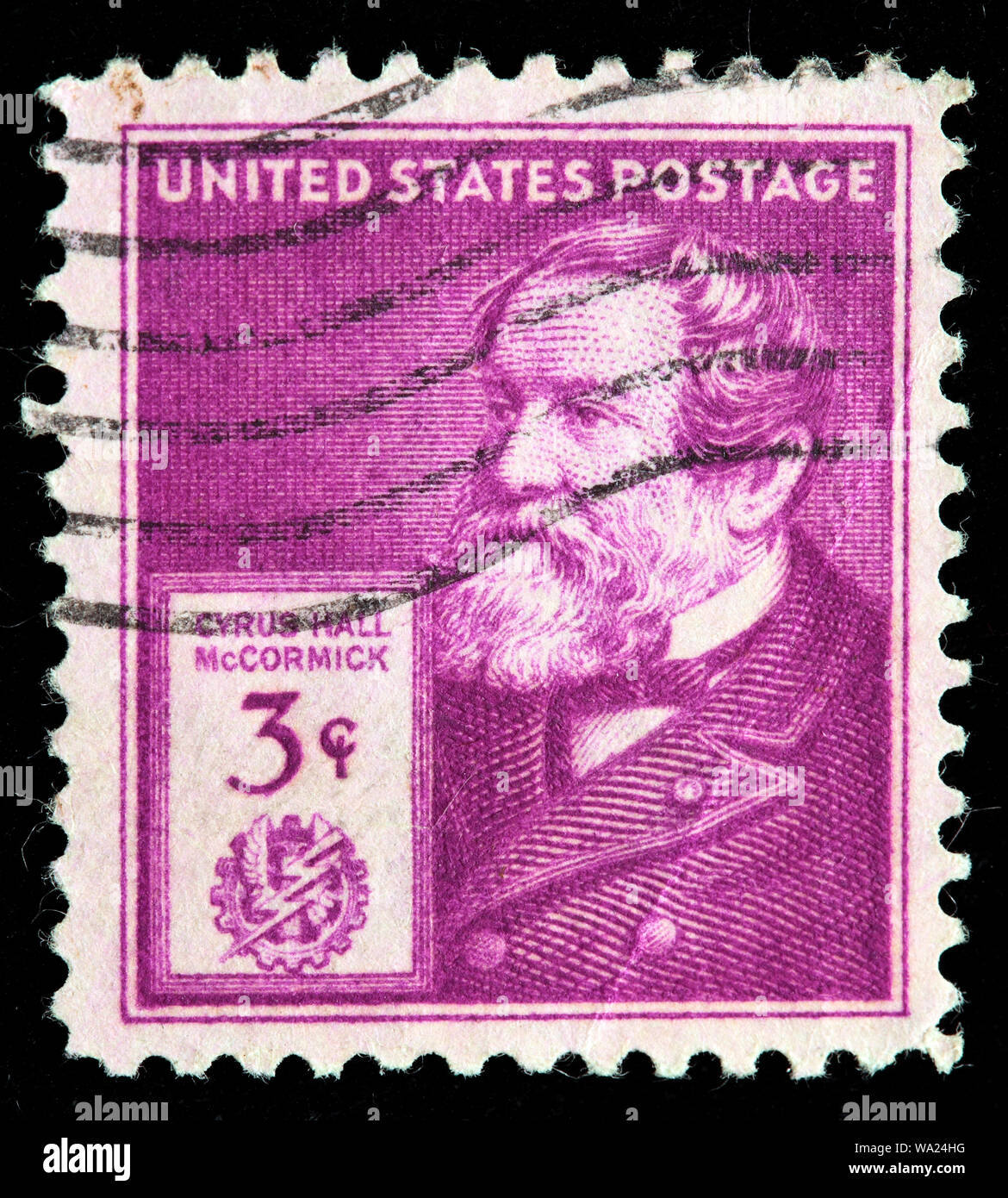 Cyrus Hall McCormick (1809-1884), inventeur américain, mécanique reaper, homme d'affaires, timbre-poste, USA, 1940 Banque D'Images