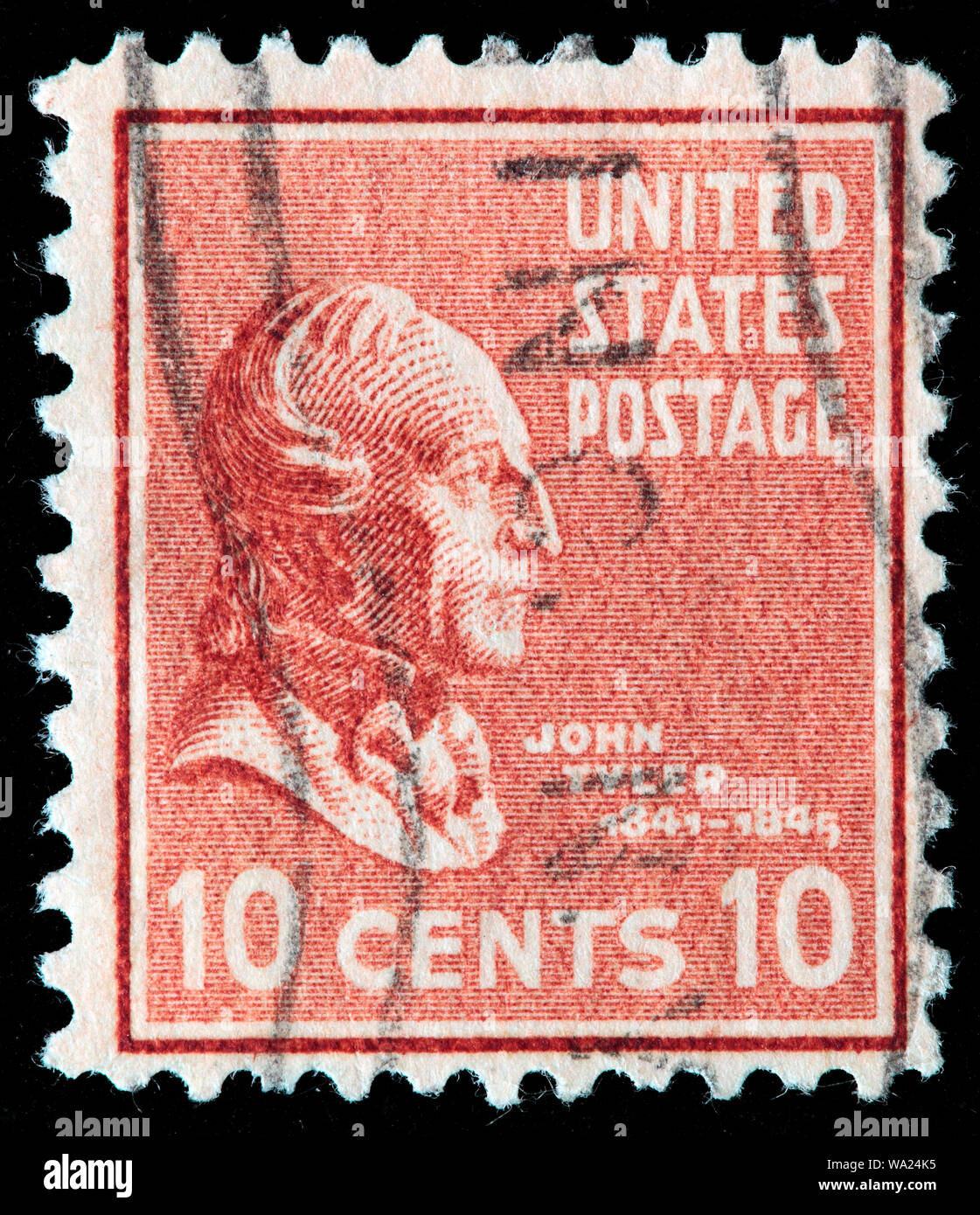 John Tyler (1790-1862), Président des Etats-Unis, timbre-poste, USA, 1938 Banque D'Images