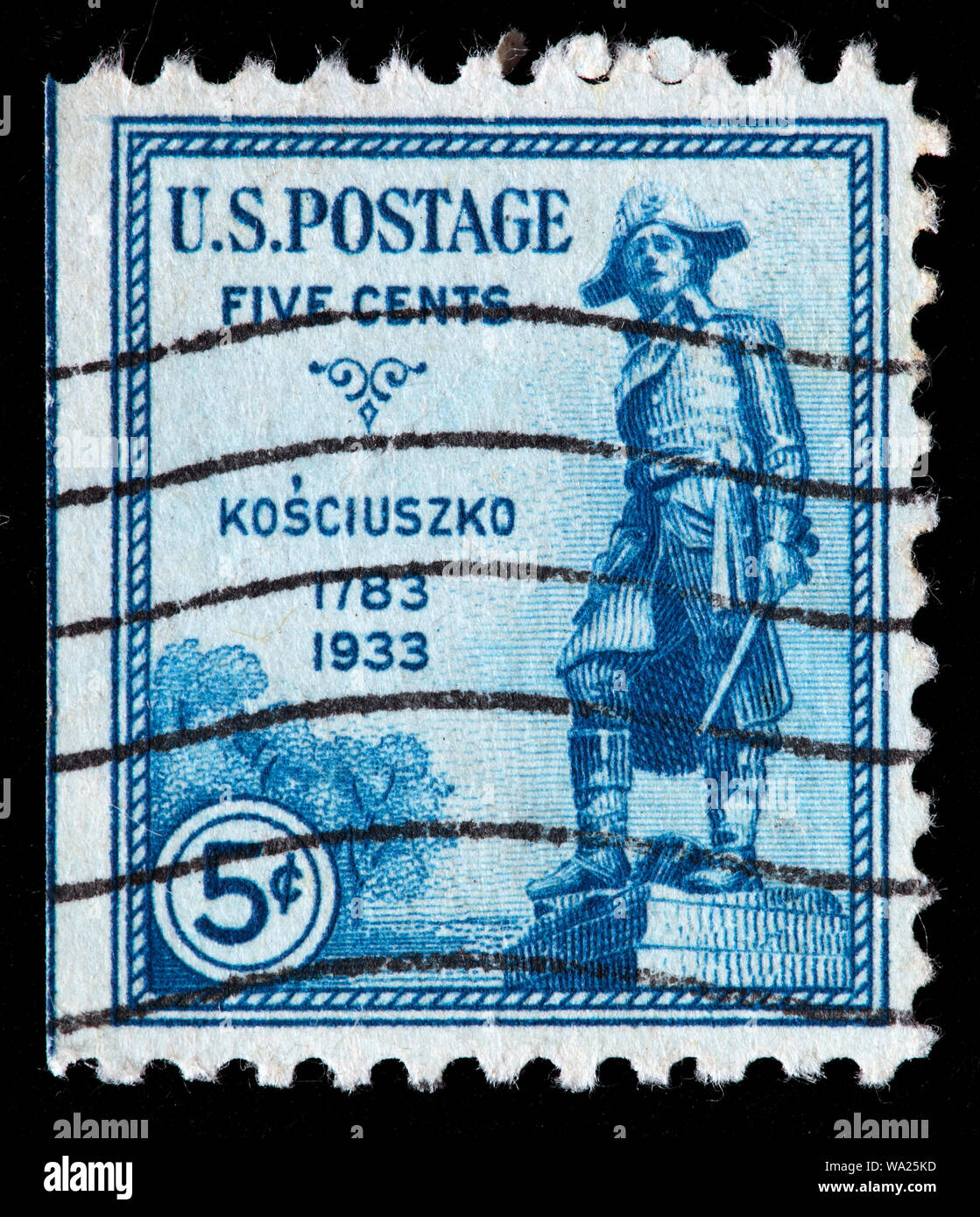 Statut du général Tadeusz Kosciuszko (1746-1817), timbre-poste, USA, 1933 Banque D'Images