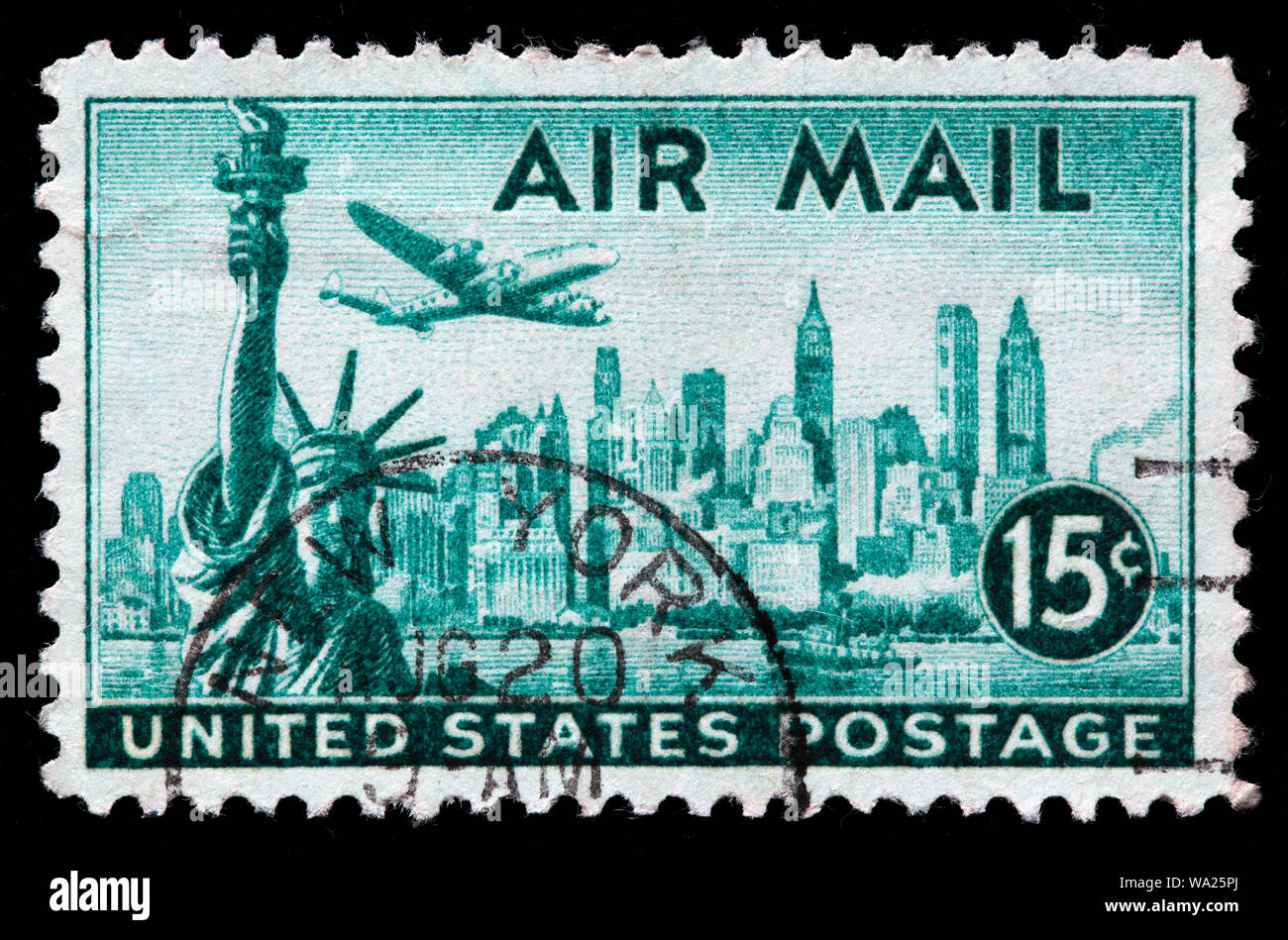 Statue de la liberté, timbre-poste, USA, 1947 Banque D'Images