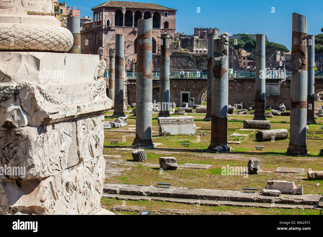 Vestiges du Forum de César construit par Jules César près du Forum Romanum à Rome en 46 av. Banque D'Images