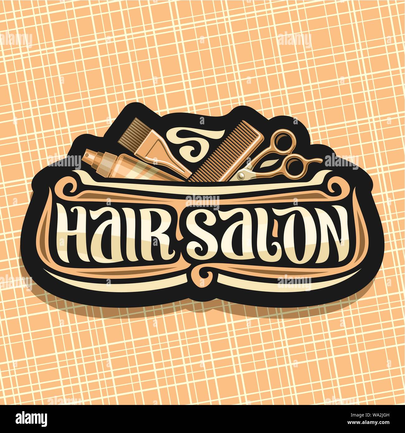 Logo Vector pour salon de coiffure, avec signalisation noir coiffure ...