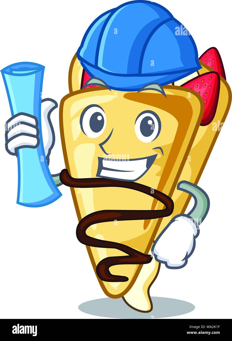 Crêpe architecte avec dans la forme de dessin animé Illustration de Vecteur