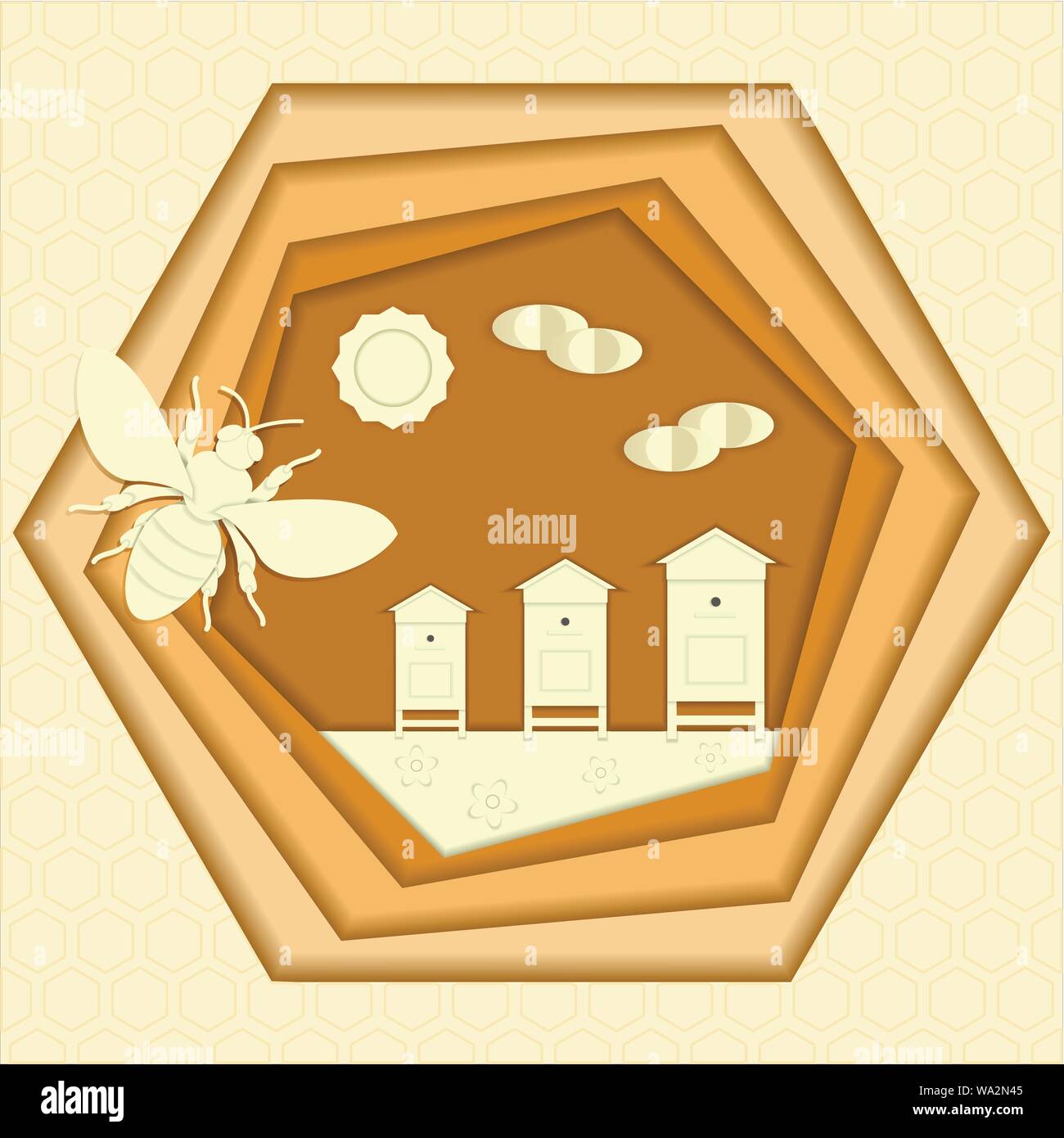 Le miel d'Abeille modèle de coupe papier image vectorielle. Illustration de Vecteur