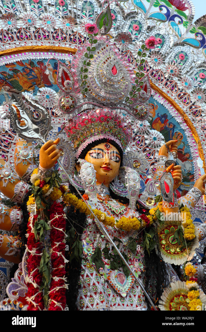 Visarjan de déesse Durga, Kolkata, West Bengal, India Banque D'Images
