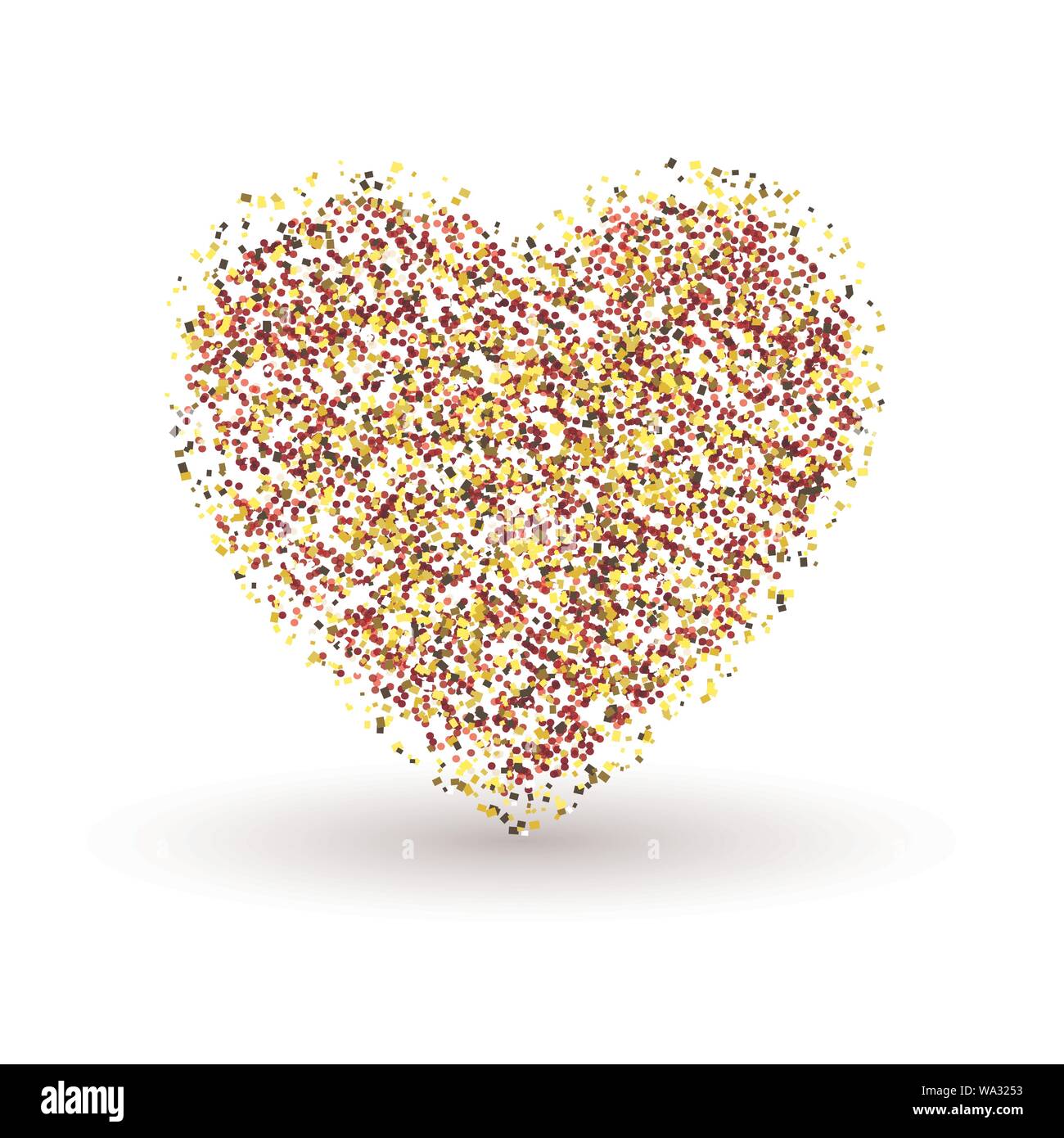 Gold glitter sparkles signe coeur isolé sur fond blanc Illustration de Vecteur