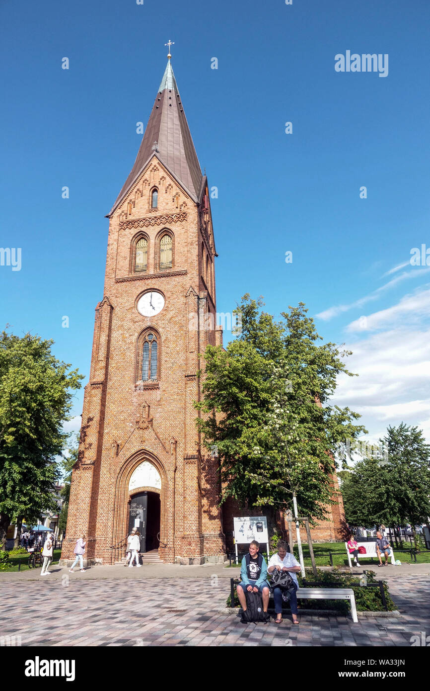 Église Warnemunde sur la place principale, Rostock Allemagne Banque D'Images
