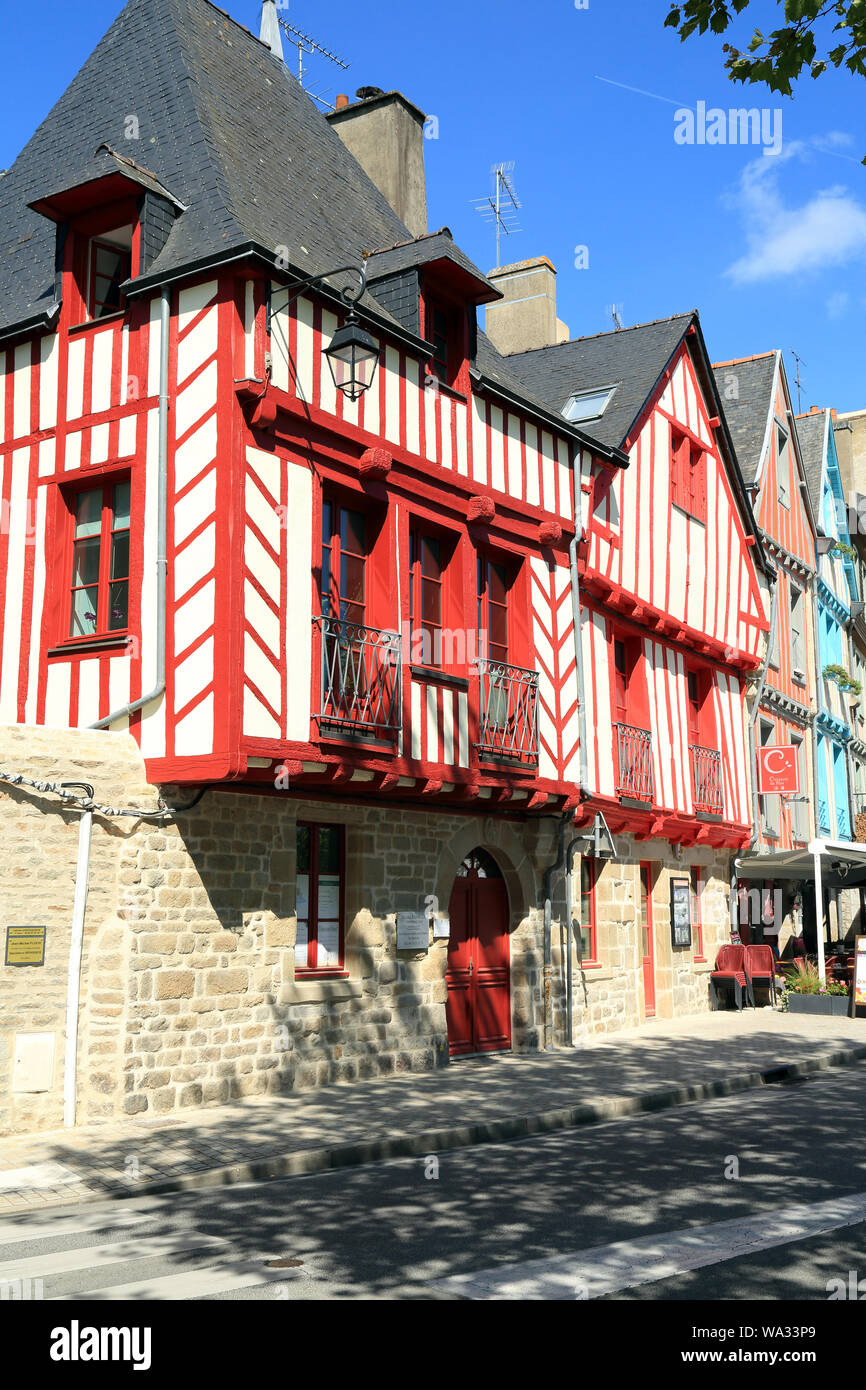 Bâtiments médiévaux dans la rue du Port, Vannes, Morbihan, Bretagne, France Banque D'Images