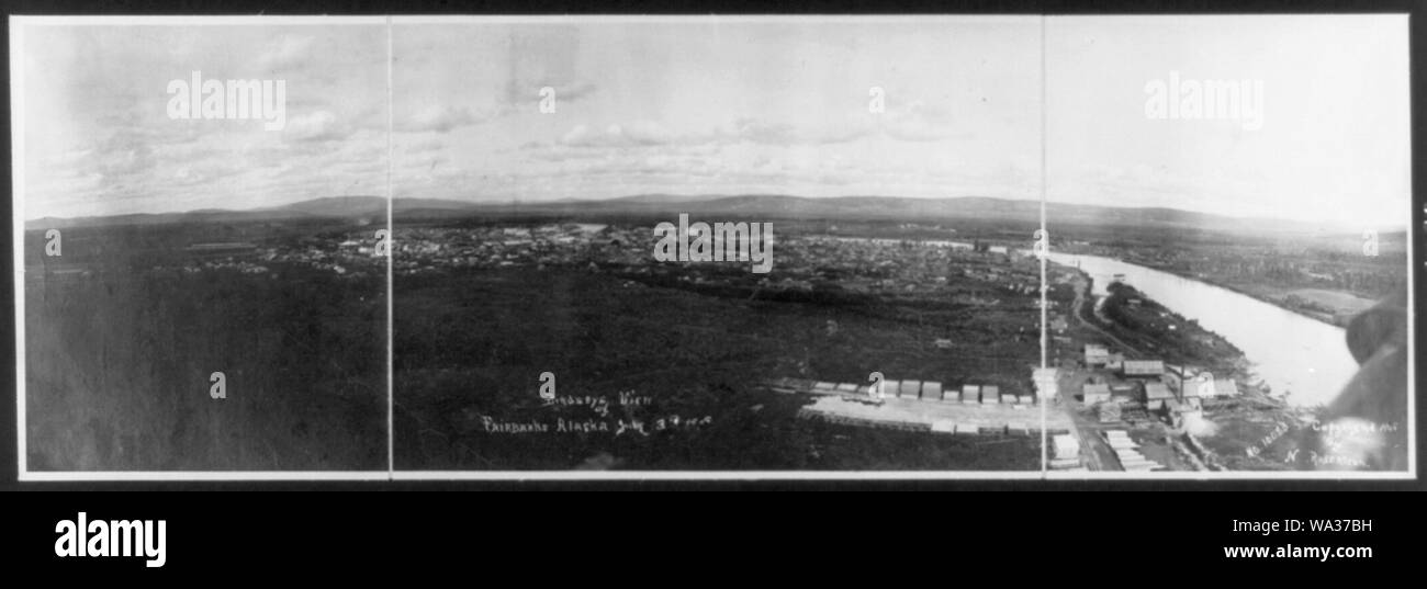 Vue d'ensemble de Fairbanks, en Alaska, le 3 juillet 1908 Banque D'Images