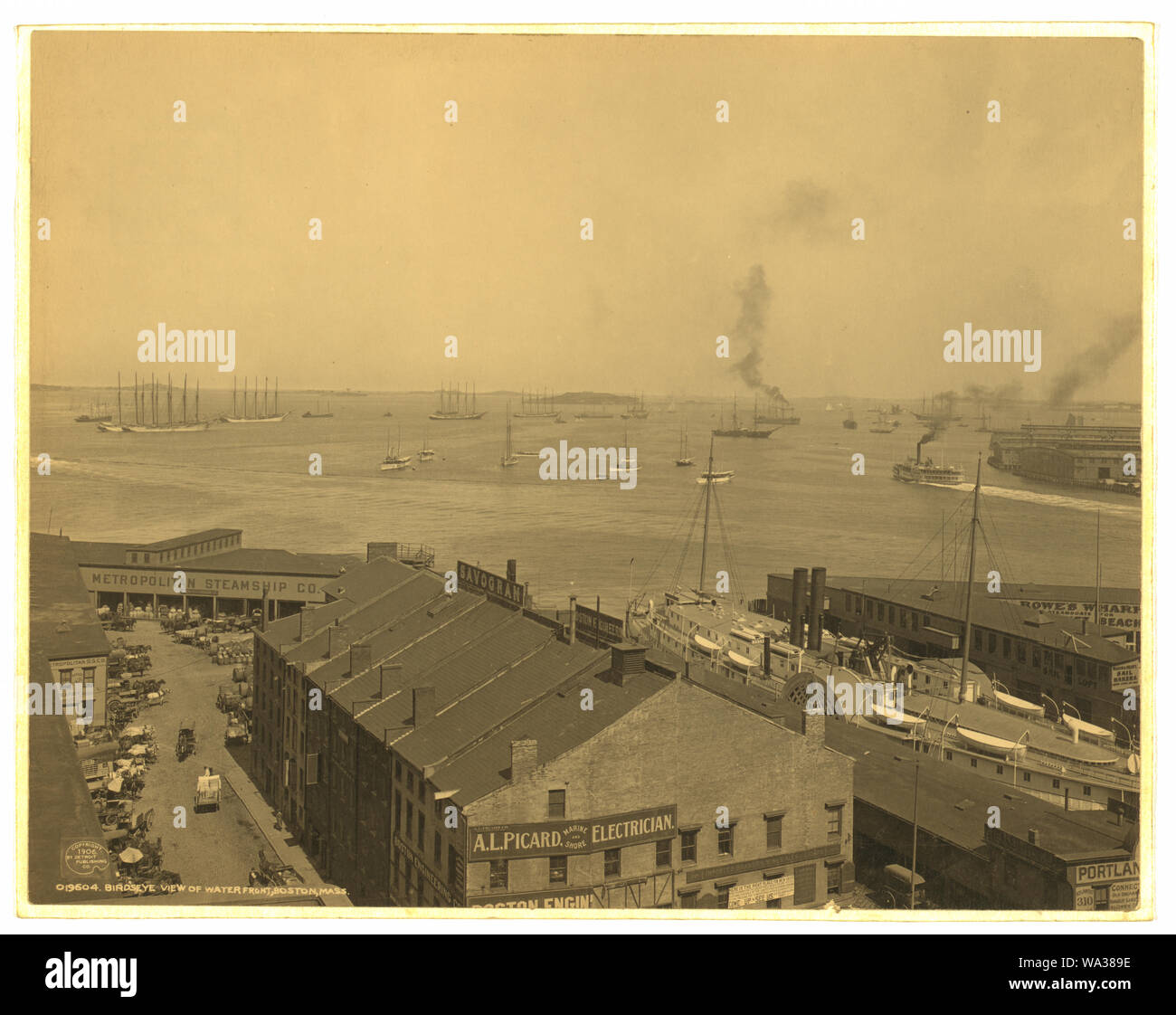 Vue d'ensemble de waterfront, Boston, Mass. Banque D'Images