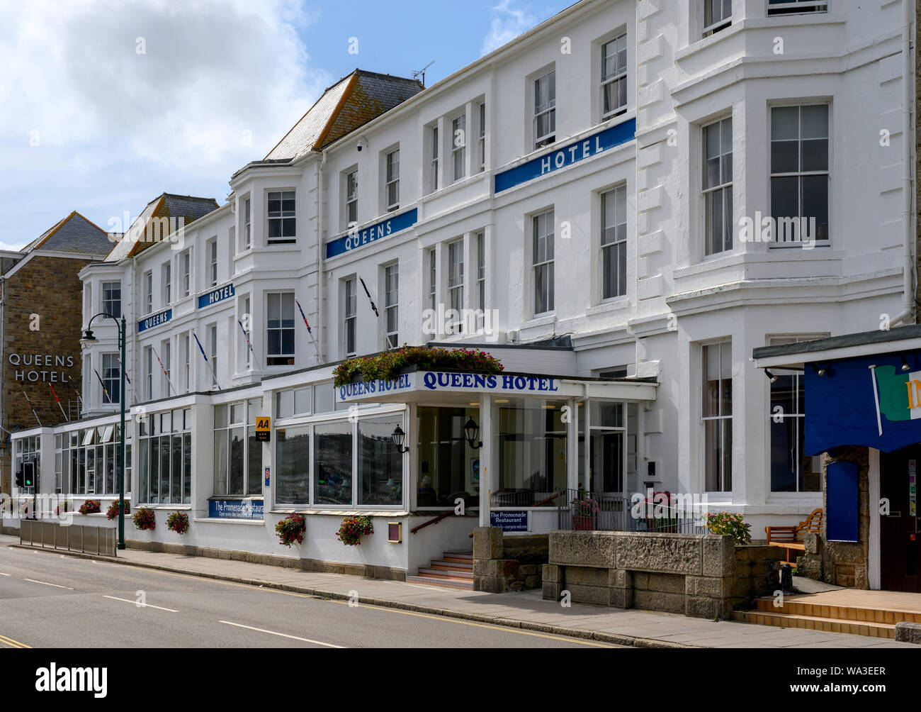 L'hôtel Queens, Western promenade, Penzance, Cornwall, England, UK Banque D'Images