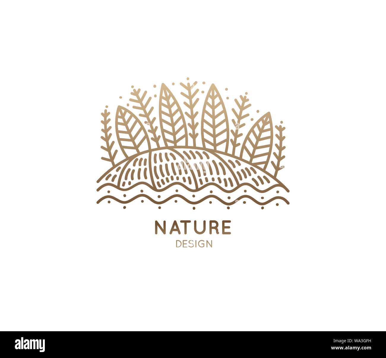 Logo d'arbres et de champs Illustration de Vecteur