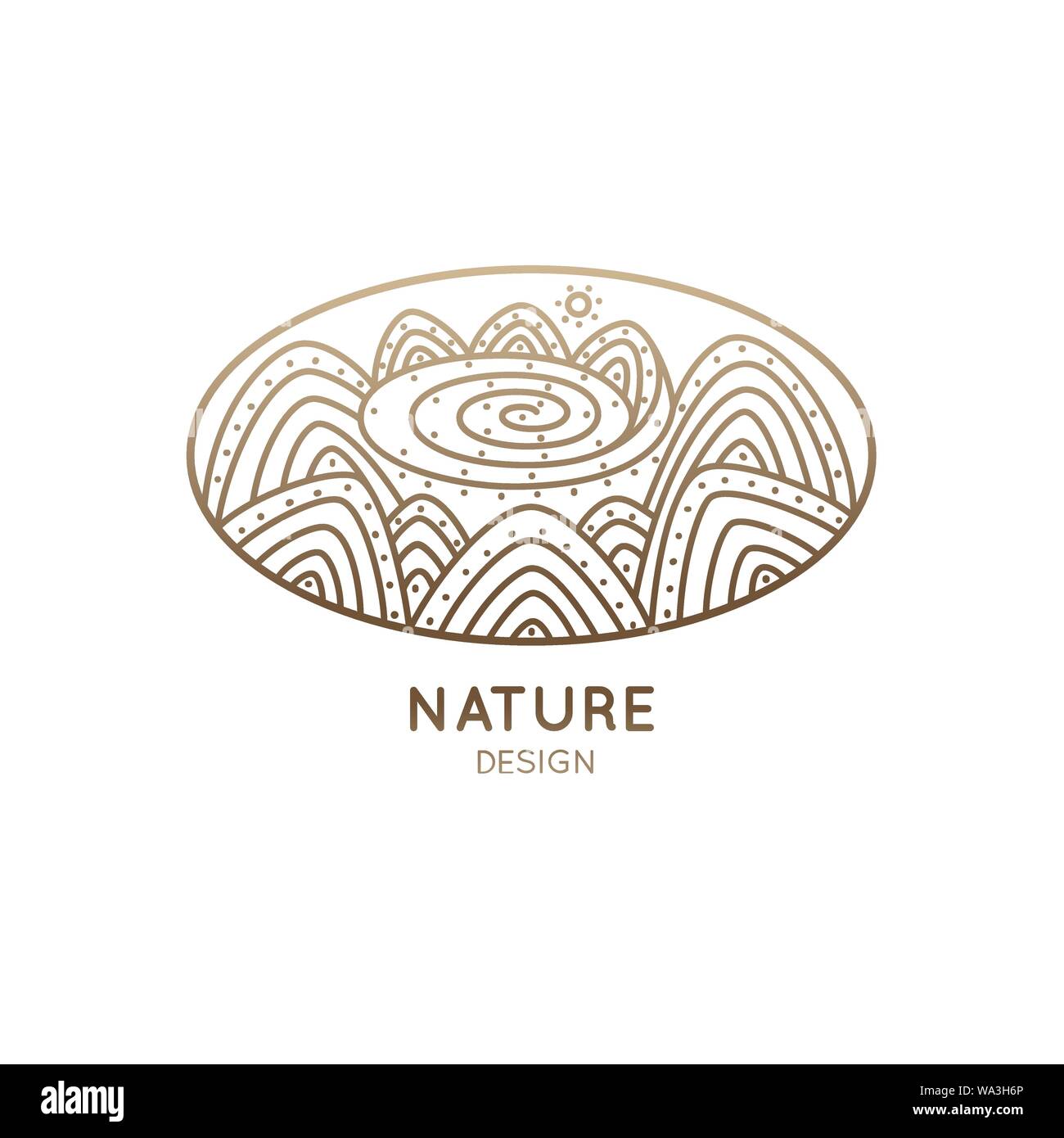 Deux montagnes ovale Logo Illustration de Vecteur