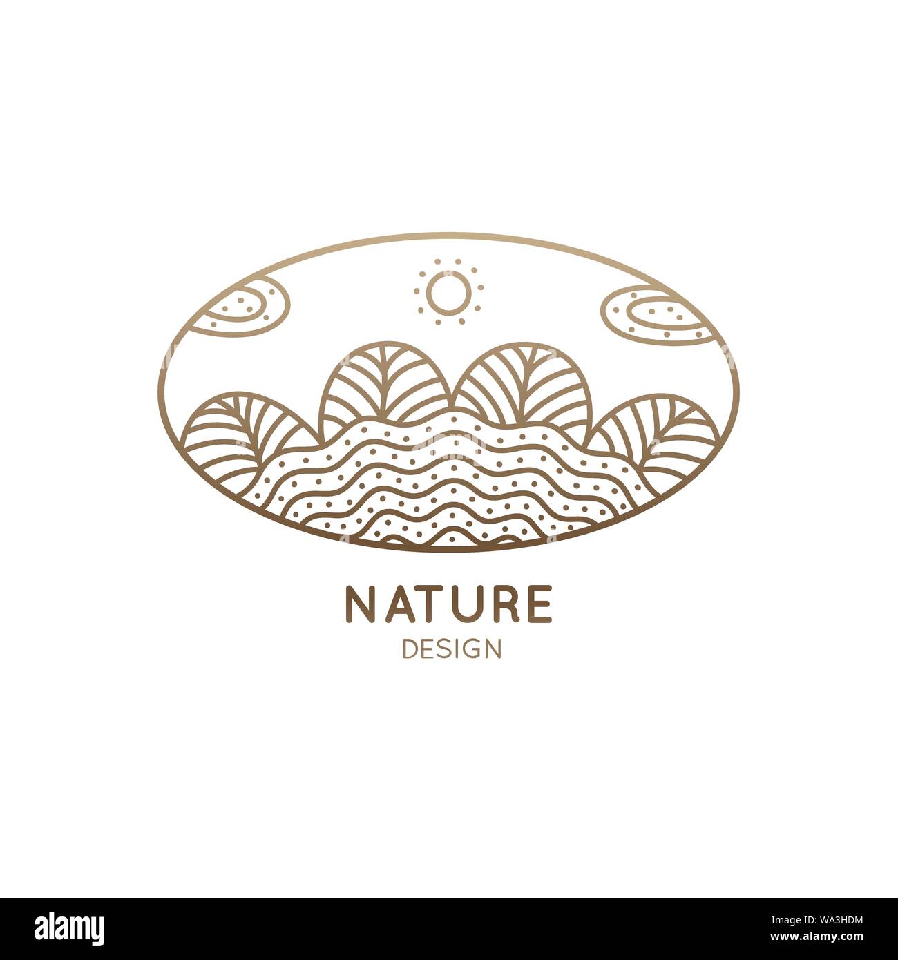 Deux rivières sinueuses ovale Logo Illustration de Vecteur