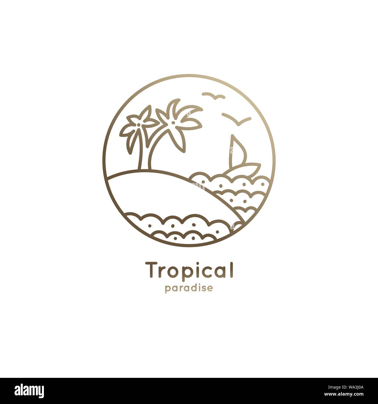 Bateau logo dans les tropiques Illustration de Vecteur