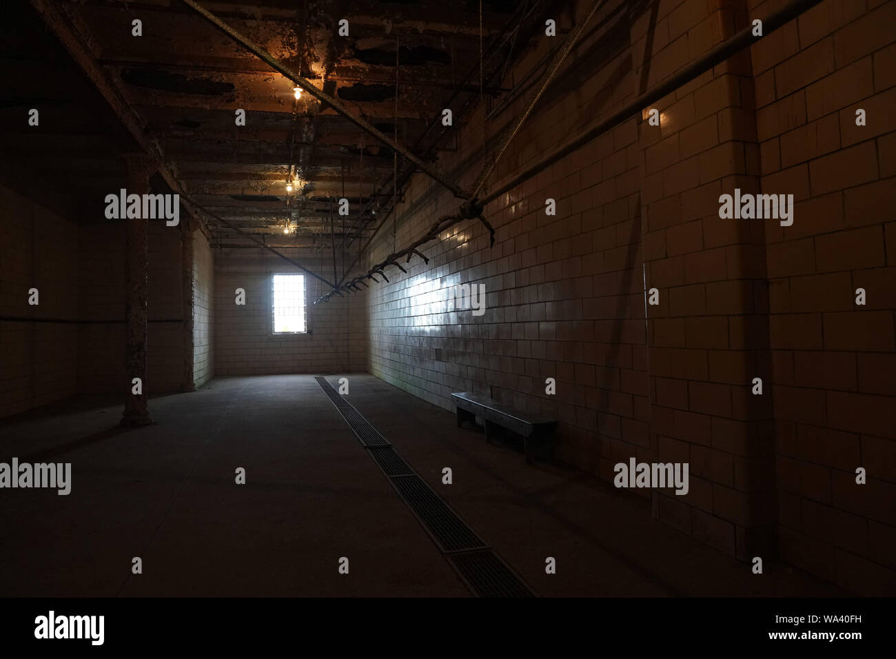 (190817) -- Mansfield, 17 août 2019 (Xinhua) -- Photo prise le 16 août 2019 montre des parties de l'ancienne maison de correction de l'état de l'Ohio où 'The Shawshank Redemption' a été tourné dans la ville de Mansfield, Ohio, aux États-Unis. Les événements ont eu lieu dans la région de Mansfield pour célébrer le 25e anniversaire de la projection du film "les évadés". (Xinhua/Liu Jie) Banque D'Images