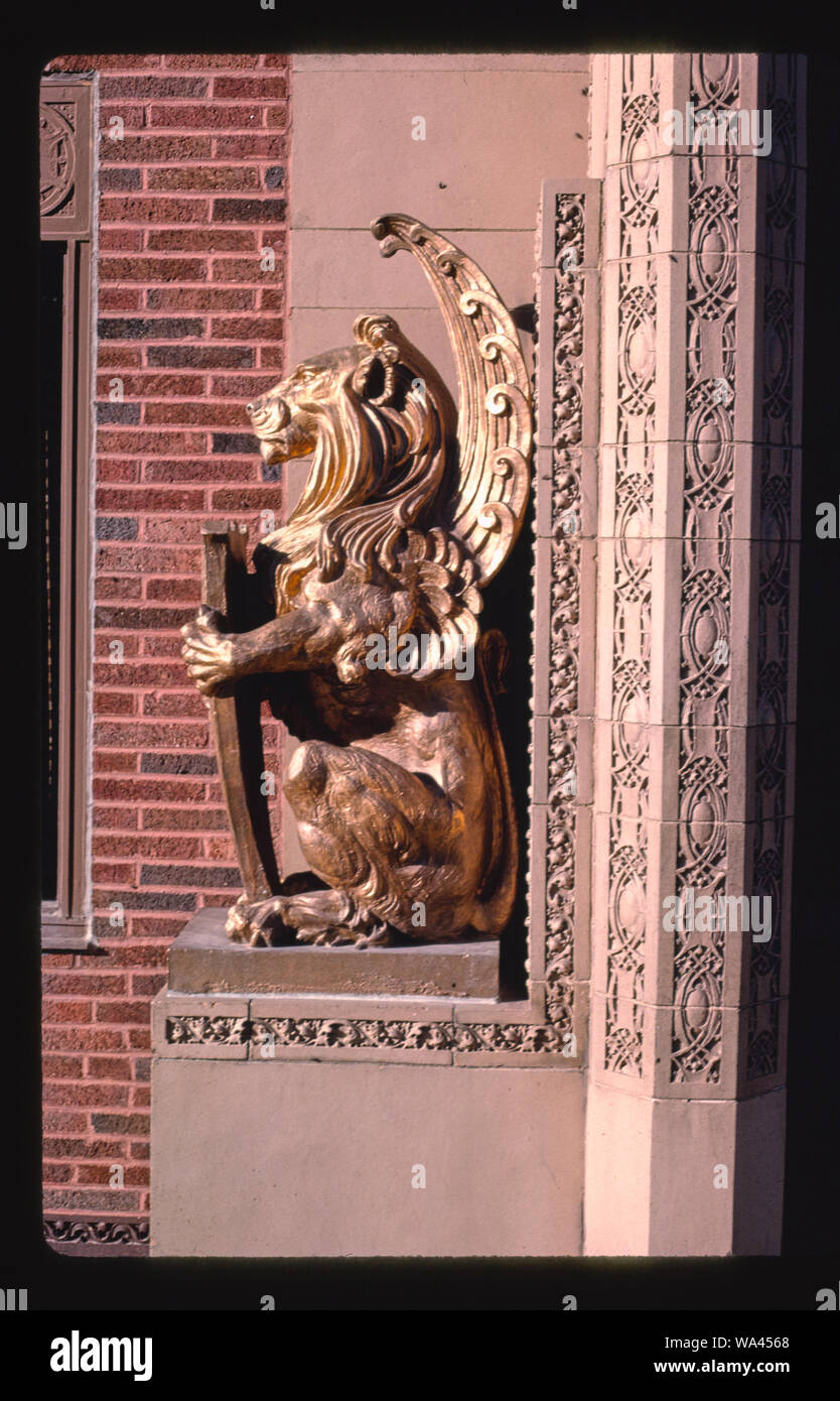 Brenton National Bank par Louis Sullivan, lion profil sur Fourth Avenue, Grinnell, Iowa Banque D'Images