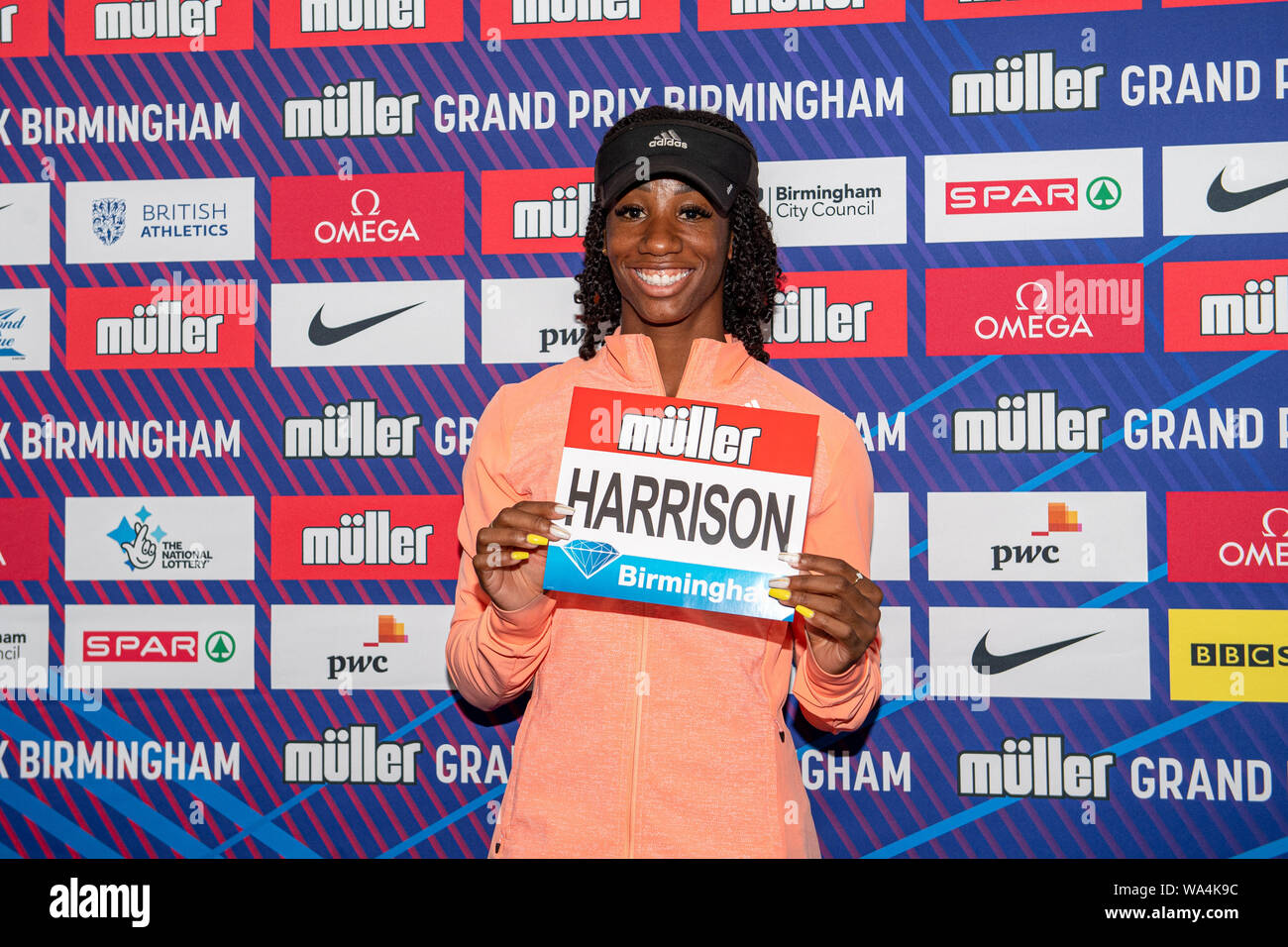 BIRMINGHAM, Royaume-Uni. Août 17, 2019. Kendra Harrison de USA (100m haies - détenteur du record du monde, Champion du monde 60 m haies) au cours du Grand Prix de Birmingham 2019 Muller Conférence de presse pré-événement du Crowne Plaza Hotel le Samedi, Août 17, 2019 à Birmingham en Angleterre. Credit : Taka G Wu/Alamy Live News Banque D'Images