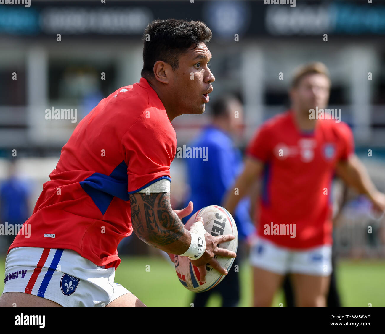 Wakefield, Royaume-Uni, 11 8 2019. 11 août 2019. Fusée Mobile Stadium, Wakefield, Angleterre ; Rugby League Super League Betfred, Wakefield Trinity contre Hull FC ; Wakefield Trinity prop Adam Williams/RugbyPixUK Tangata Dean Banque D'Images