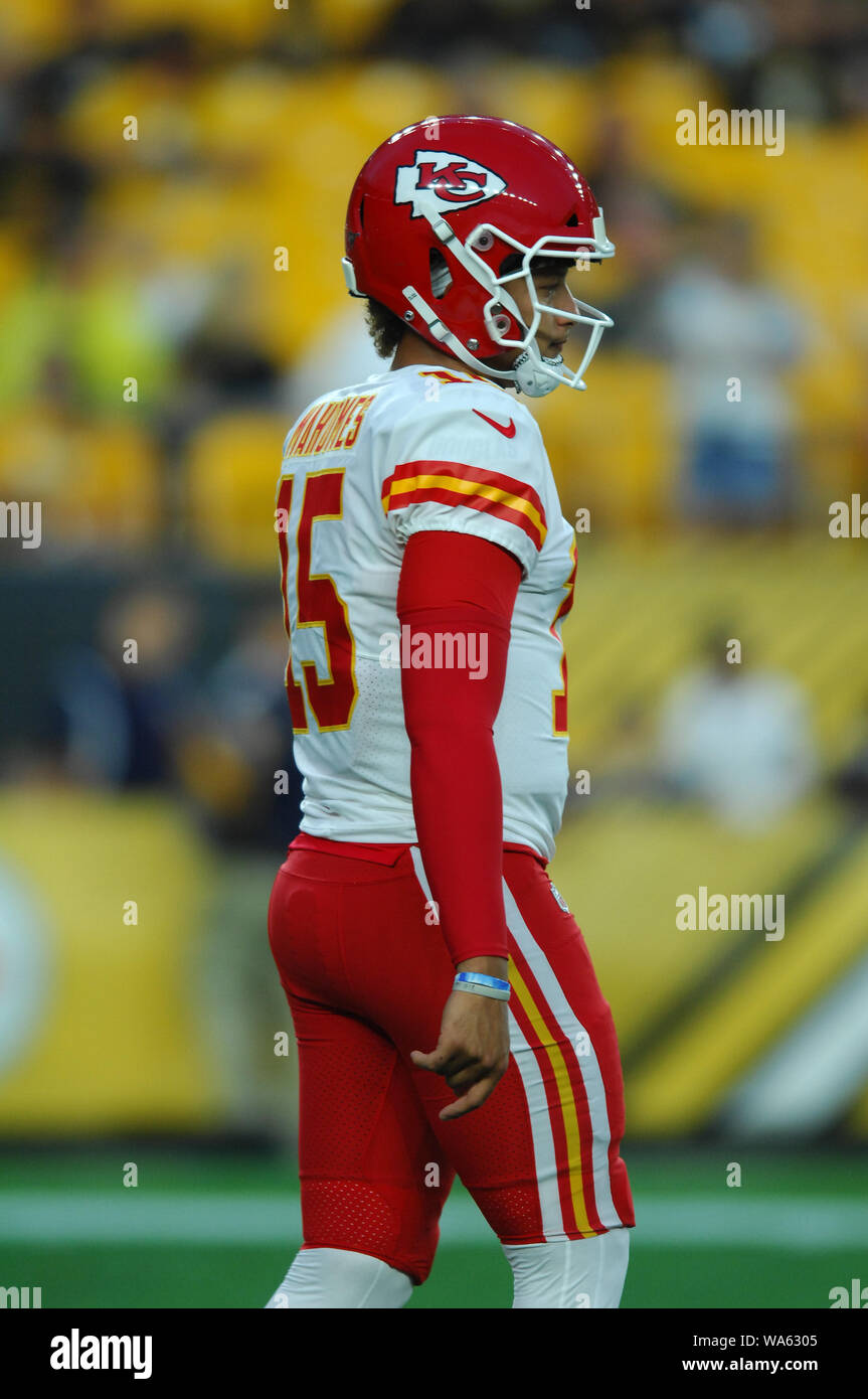 17 août 2019 : Patrick Mahomes # 15 au cours de la Pittsburgh Steelers vs Kansas City Chiefs au Heinz Field de Pittsburgh, PA. Jason Pohuski/CSM Banque D'Images 17 août 2019 : Patrick Mahomes # 15 au cours de la Pittsburgh Steelers vs Kansas City Chiefs au Heinz Field de Pittsburgh, PA. Jason Pohuski/CSM Banque D'Images