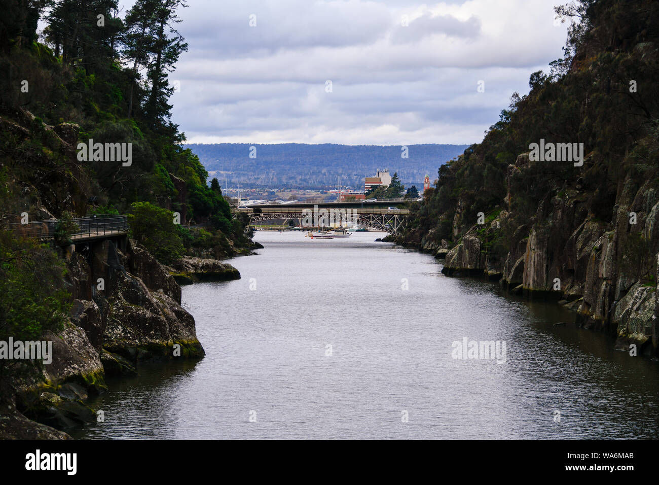 Cataract Gorge avec King's Bridge en arrière-plan, Launceston Tasmanie, Australie Banque D'Images