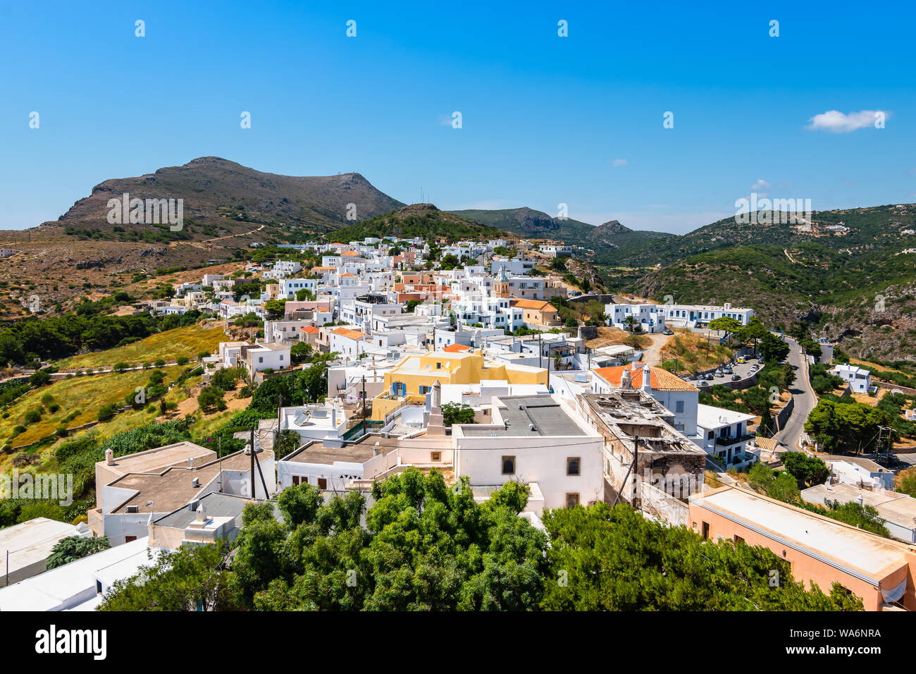 Vue sur Chora, Cythère, Grèce. Banque D'Images