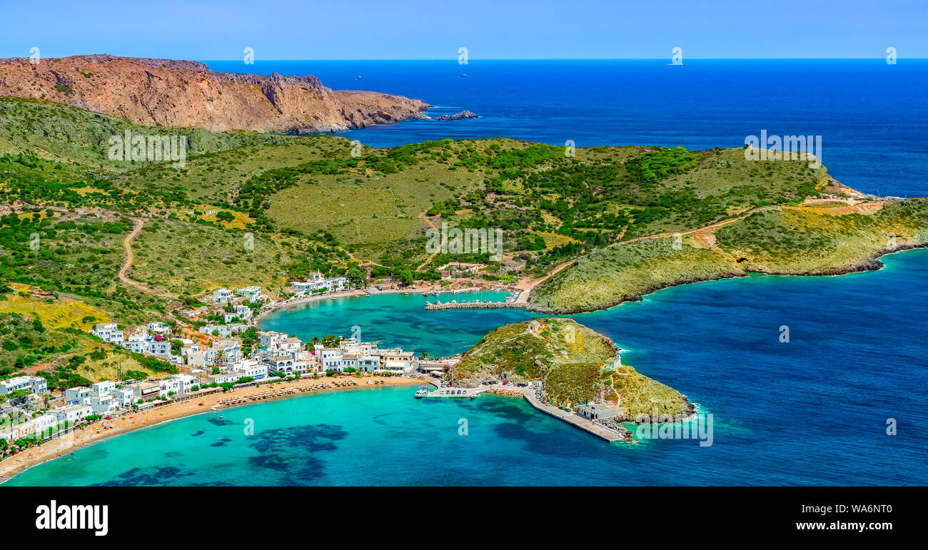 Vue aérienne de l'île de cythère, Grèce. Banque D'Images