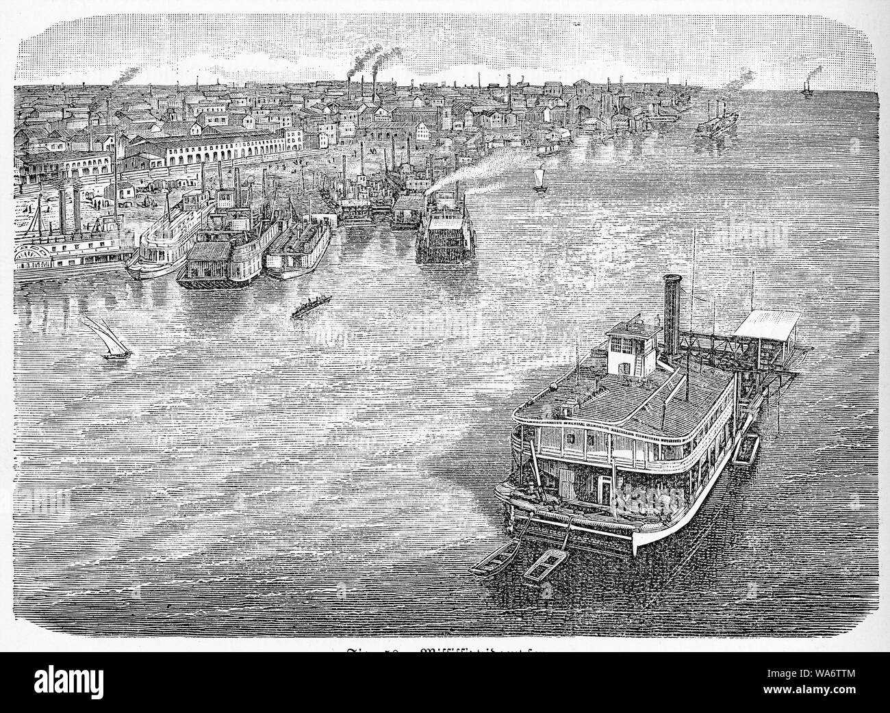 Missisipi bateau à vapeur et le port vue panoramique Banque D'Images