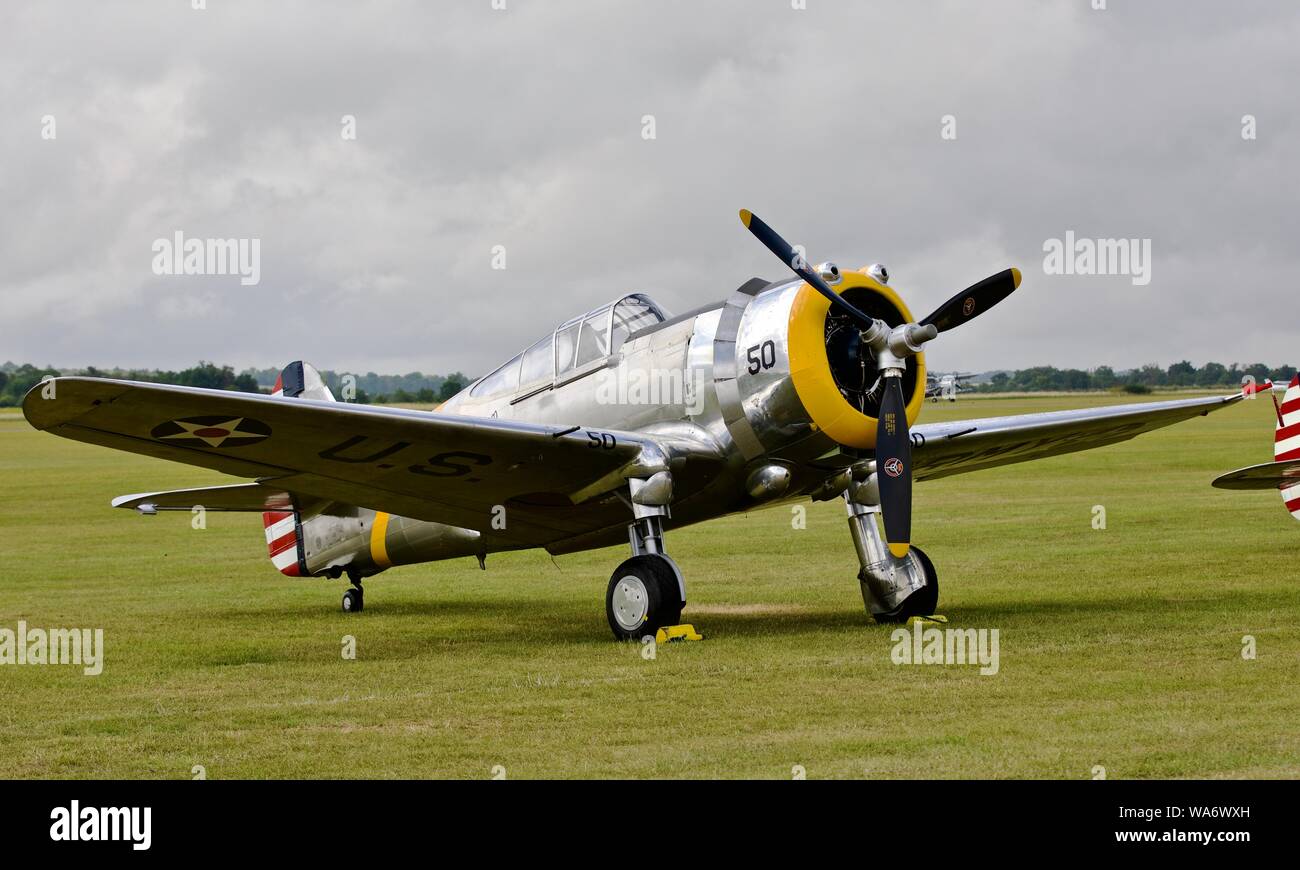 Curtiss-Wright P-36C (G-CIXJ) en exposition statique à l'Airshow Flying Legends 2019 Banque D'Images