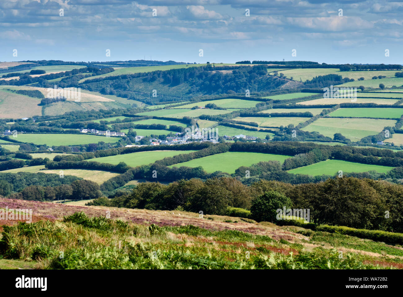 Wheddon Cross blottie dans les collines d'Exmoor, près de Somerset, Dunster Banque D'Images