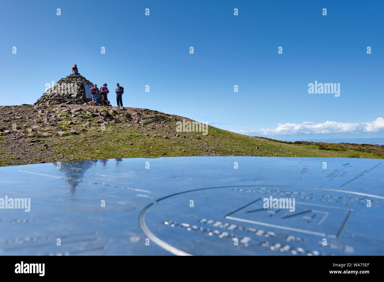 Le toposcope et sommet cairn sur Dunkery Beacon - le point le plus élevé de Exmoor, entre Wheddon Cross et Porlock, Somerset Banque D'Images