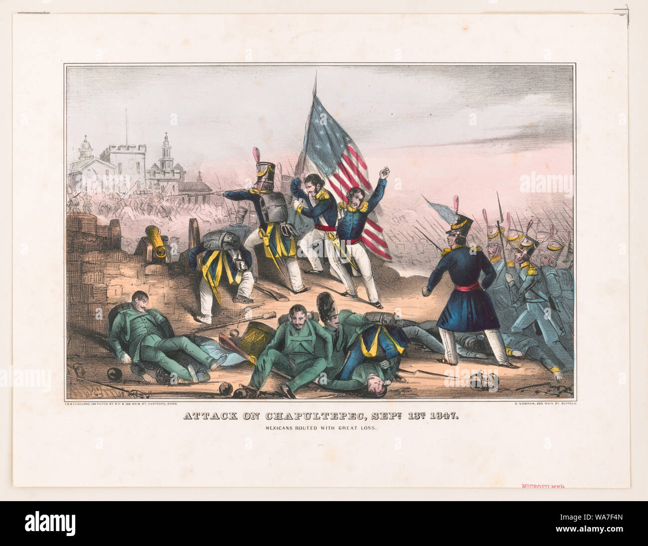 Attaque de Chapultepec, 13e Septembre 1847--Mexicains routées avec grande perte / E.B. & C.e. Kellogg, N.Y. & Hartford (Connecticut) ; D. Needham, Buffalo. Banque D'Images