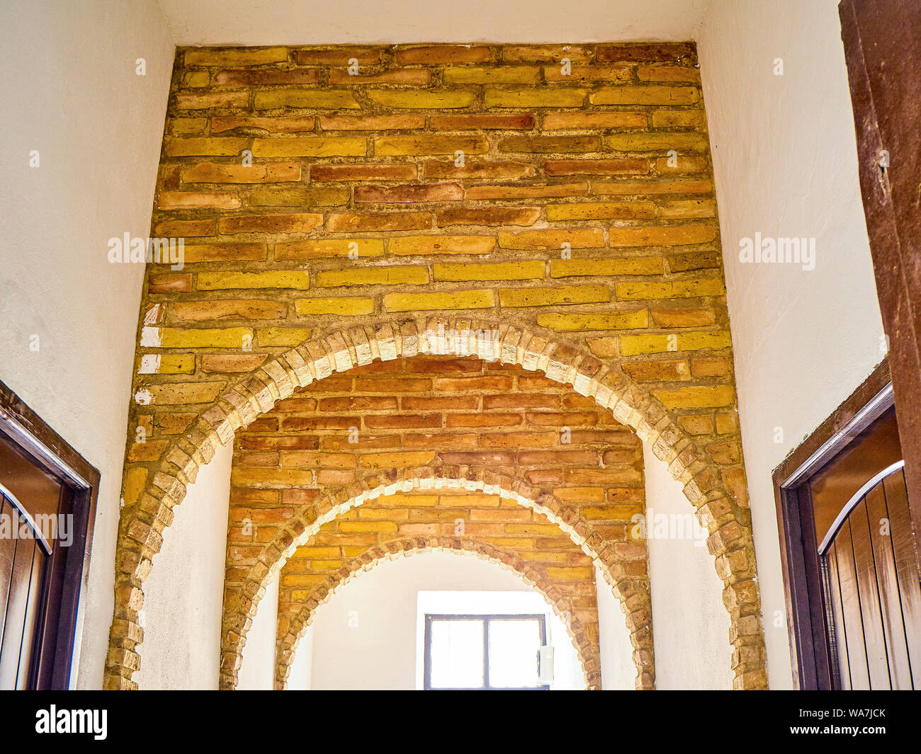 Détail de l'Arches Vejer de la Frontera Castle. La province de Cádiz, Andalousie, espagne. Banque D'Images