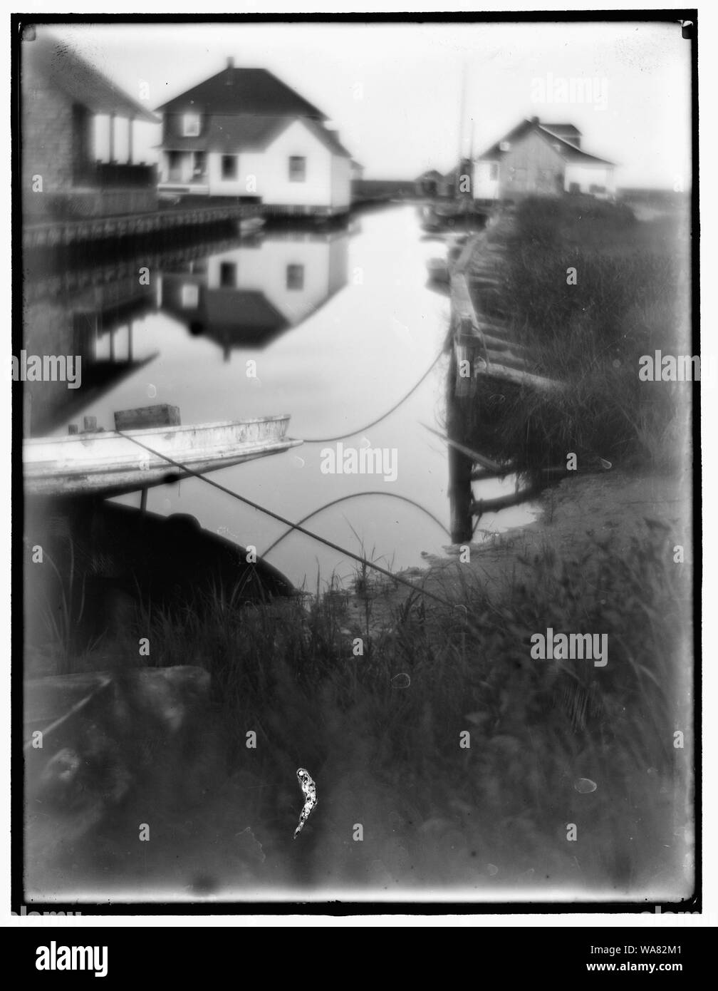 Bungalows au bord de l'eau dans la région de Oceanside, L.I. Banque D'Images