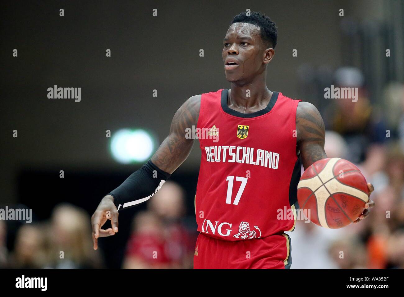 Firo : 18.08.2019, basket-ball, VTG DBB, Supercoupe Allemagne - Pologne, Dennis Schroder, Point Guard, Oklahoma City Thunder, la moitié de la figure, simple action, dans le monde d'utilisation | Banque D'Images