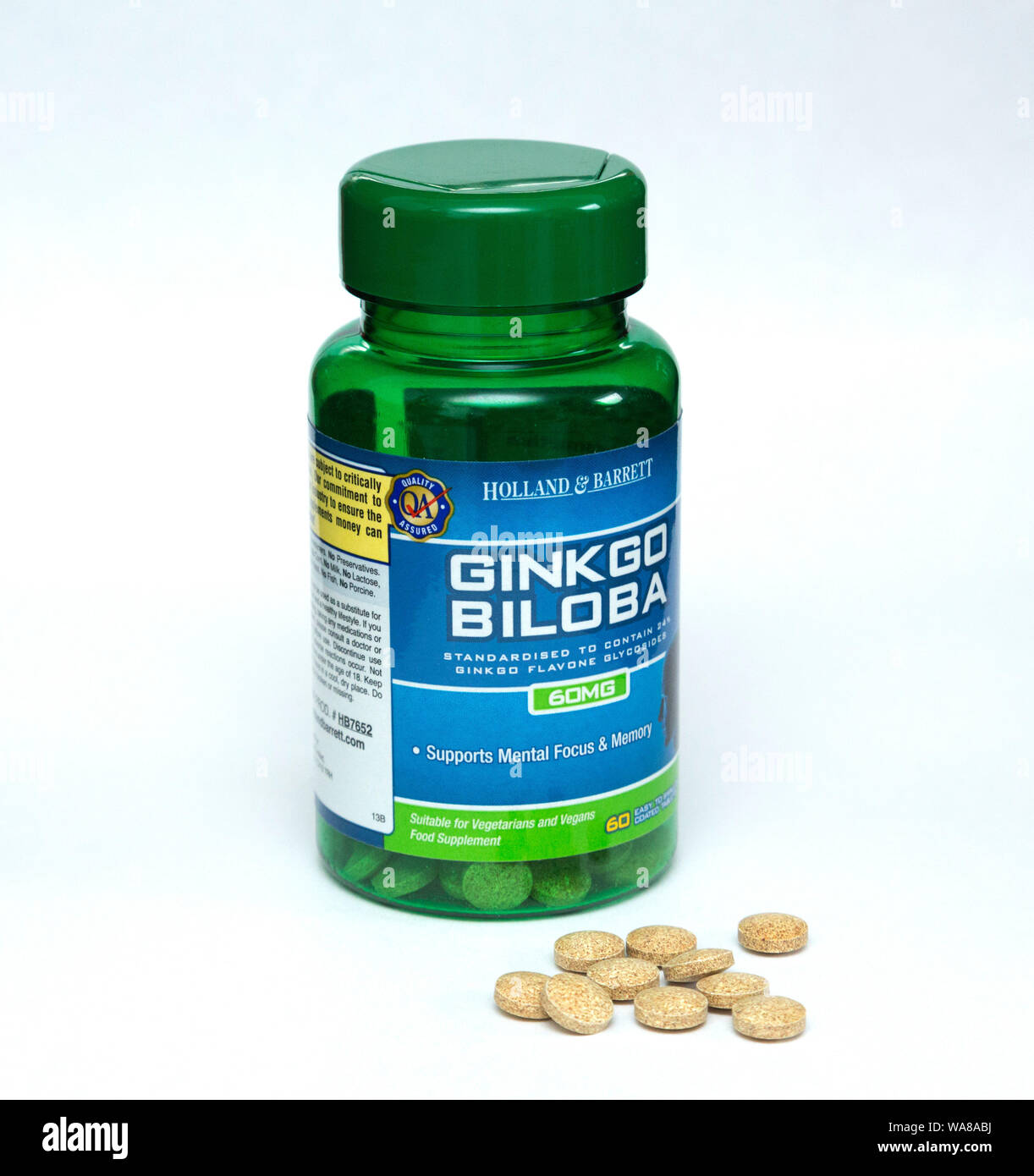 Le ginkgo biloba de Holland & Barrett Banque D'Images
