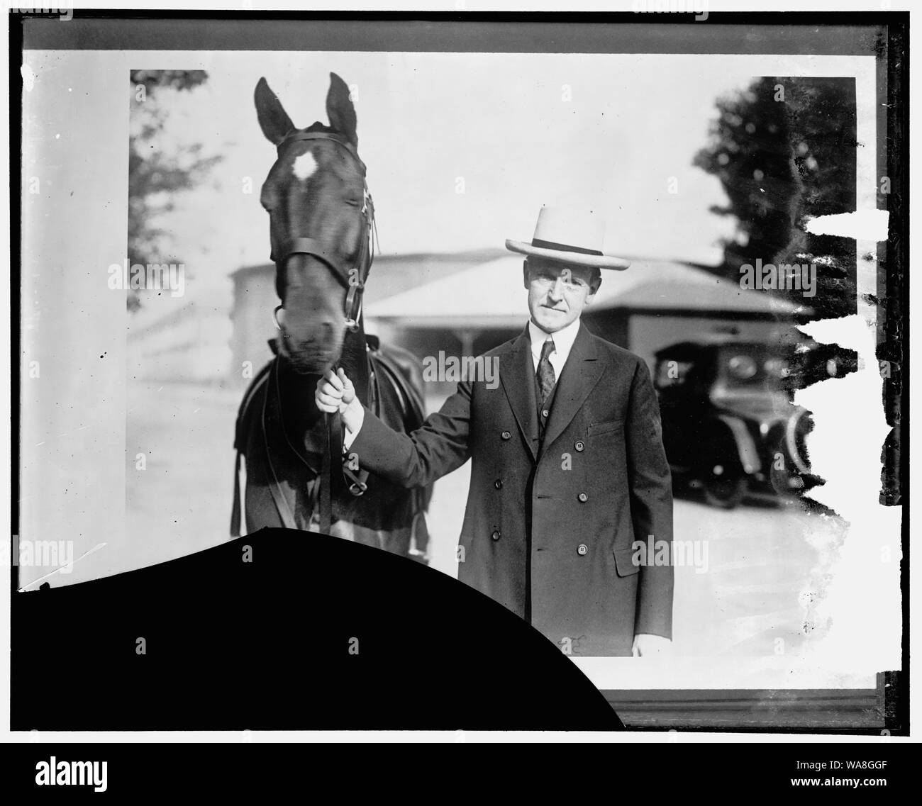 Calvin Coolidge et cheval Banque D'Images