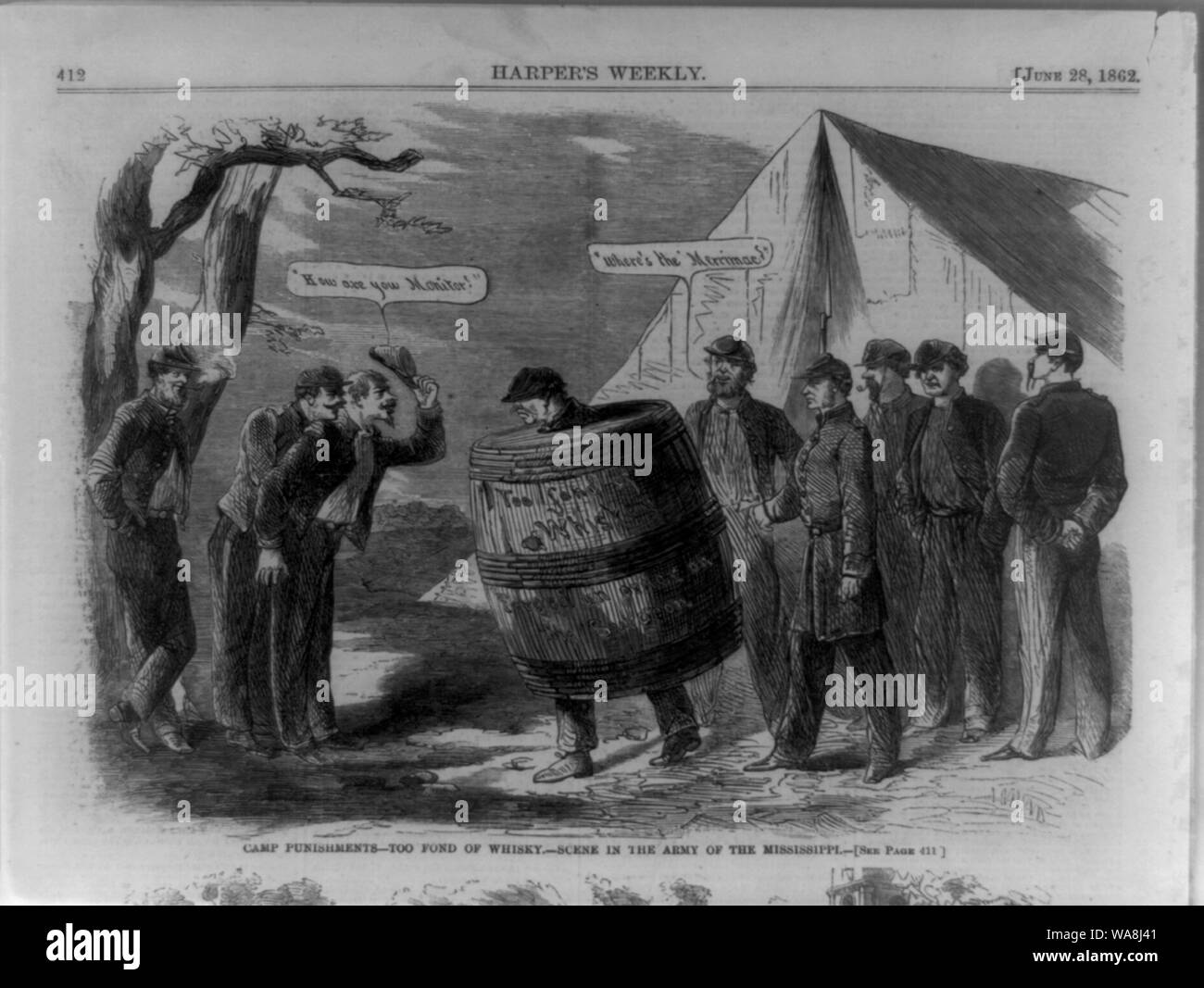 Peines Camp--trop friands de whisky [sic]--scène dans l'Armée du Mississippi Banque D'Images